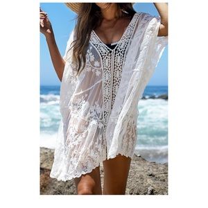 CUPSHE Women’s cover up white lace crochet NWT